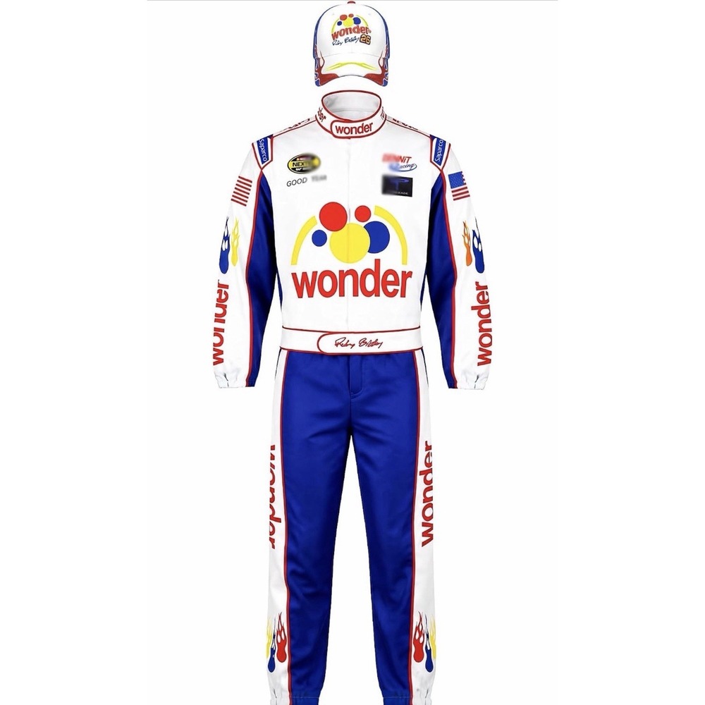Mens Ricky Bobby Racing Costume Adult Talladega Nights Full Cosplay Set NEW L